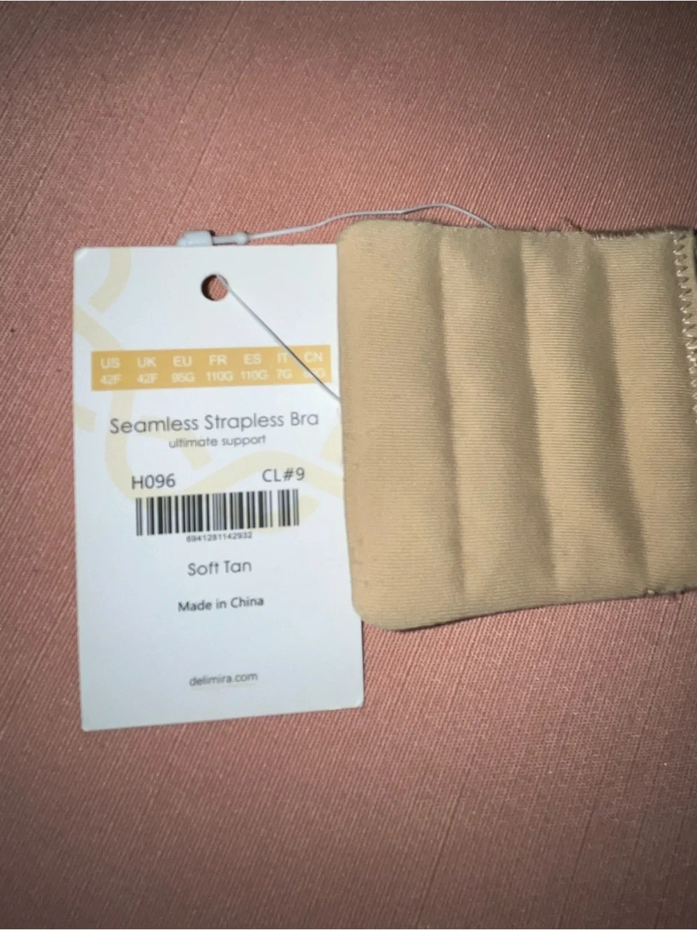 Strapless Nude Seamless Strapless Bra Delmira 42F NWT